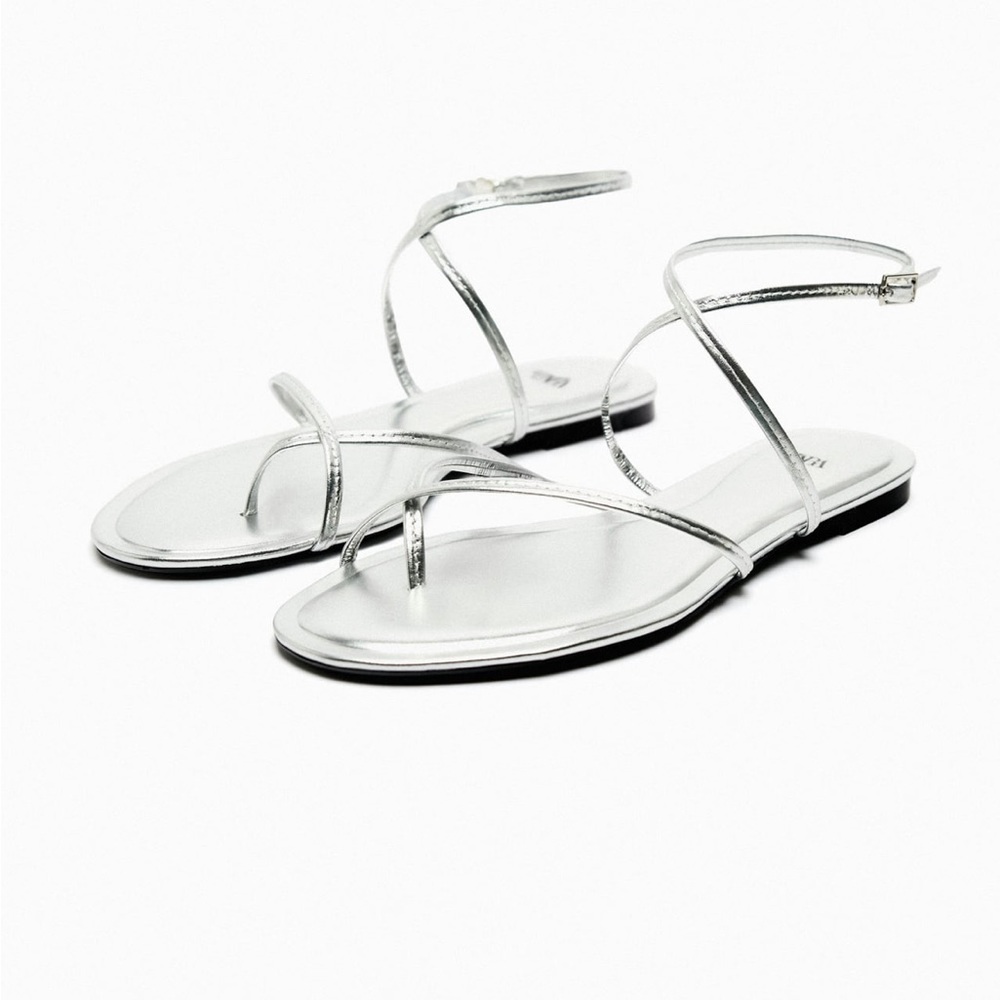 Zara metallic leather sandals